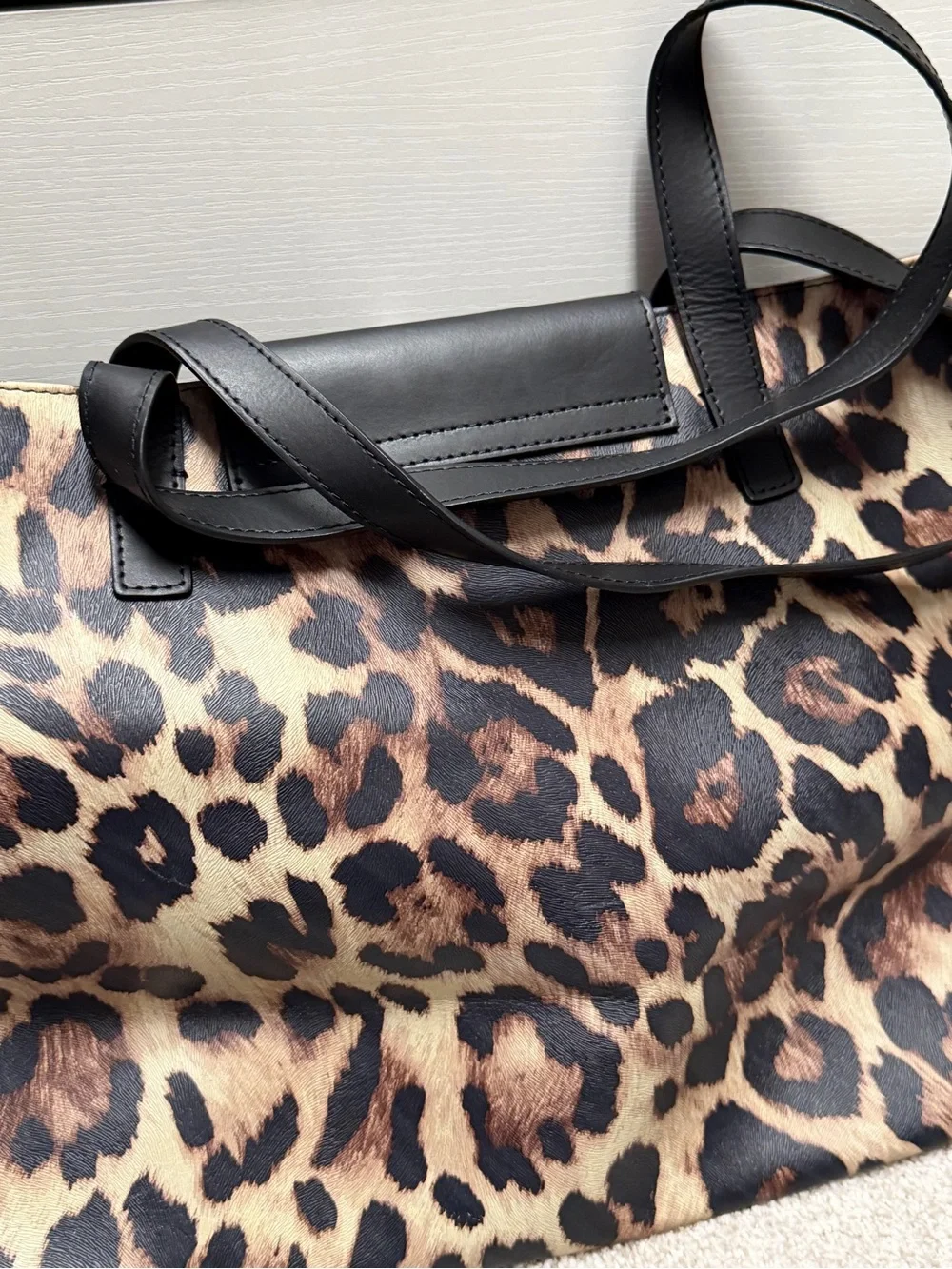Roberto Cavalli Leopard-Print Tote with Black Trim and Handles